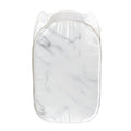 White Marble Print Mesh Laundry Hamper