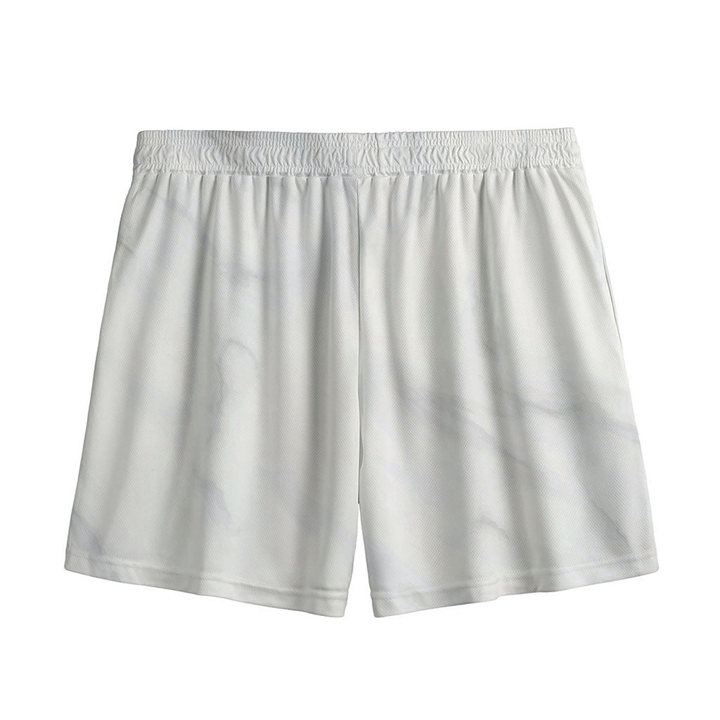 White Marble Print Mesh Shorts