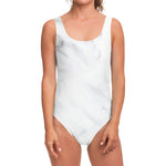 White Marble Print One Piece Swimsuit