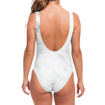 White Marble Print One Piece Swimsuit