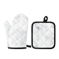 White Marble Print Oven Mitt And Pot Holder Set