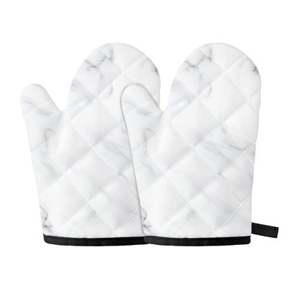 White Marble Print Oven Mitts