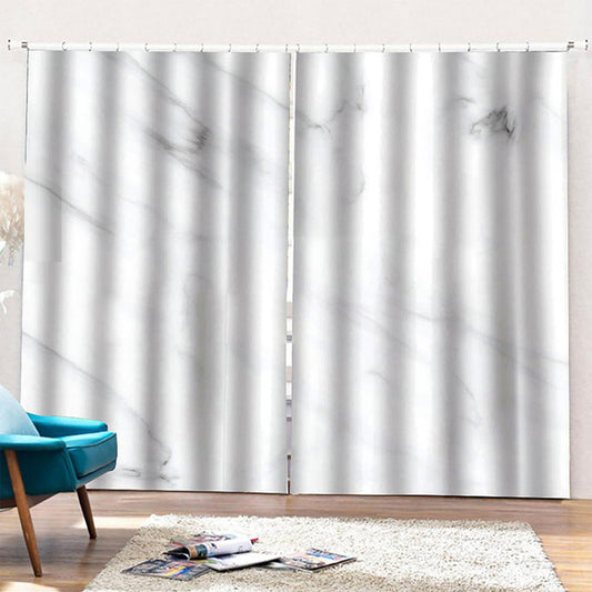 White Marble Print Pencil Pleat Curtains
