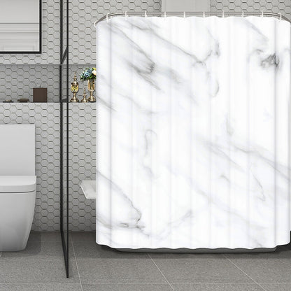 White Marble Print Polyester Shower Curtain