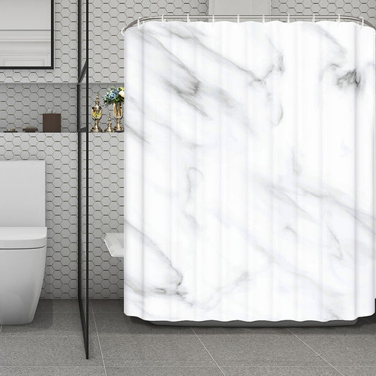 White Marble Print Polyester Shower Curtain
