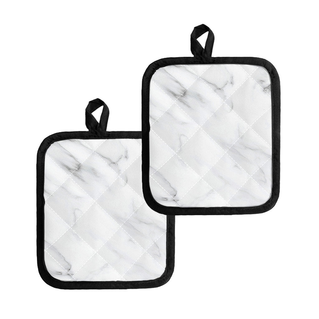 White Marble Print Pot Holders