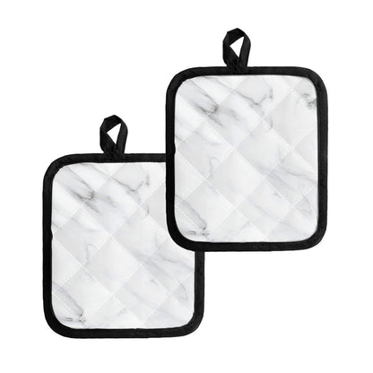 White Marble Print Pot Holders