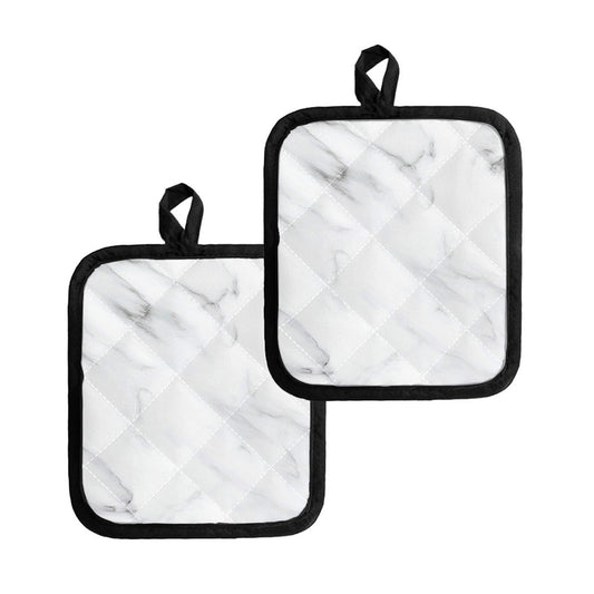 White Marble Print Pot Holders
