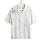 White Marble Print Rayon Hawaiian Shirt