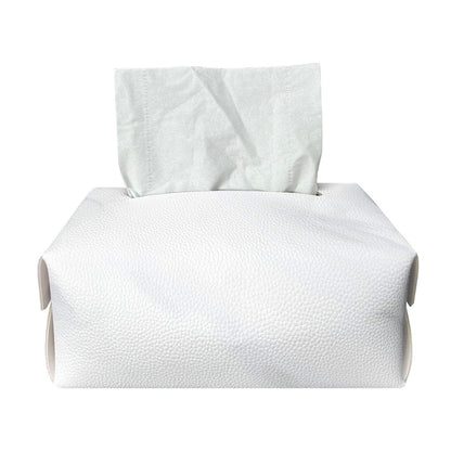 White Marble Print Rectangle Tissue Box Cover