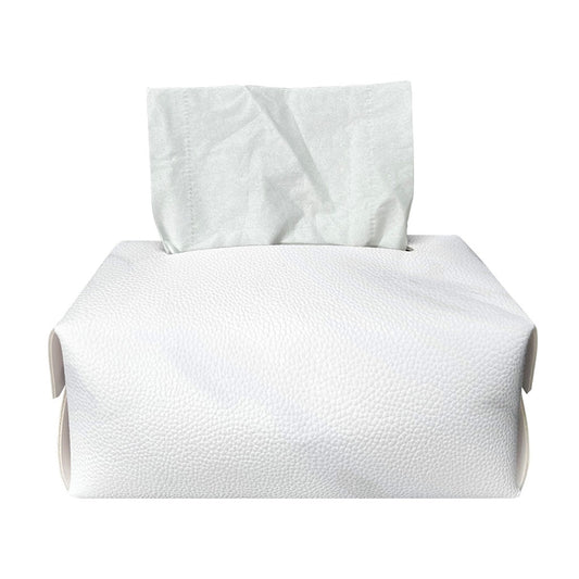 White Marble Print Rectangle Tissue Box Cover