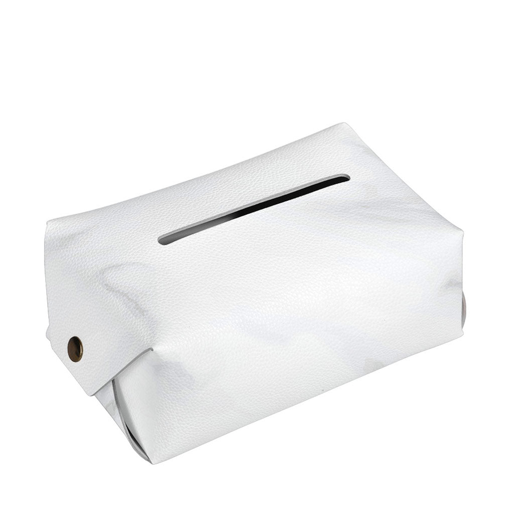 White Marble Print Rectangle Tissue Box Cover