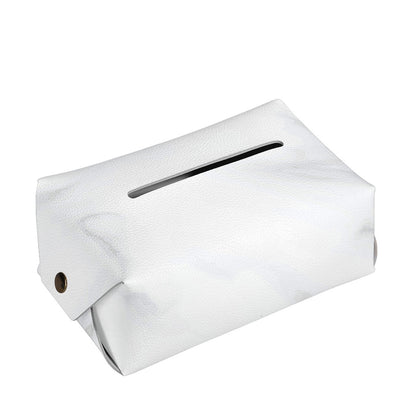 White Marble Print Rectangle Tissue Box Cover