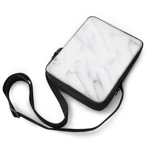 White Marble Print Rectangular Crossbody Bag