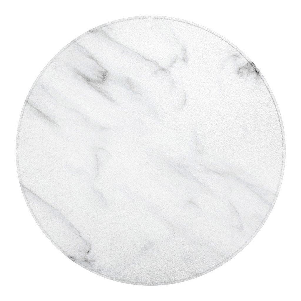 White Marble Print Round Blanket