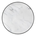 White Marble Print Round Floor Mat