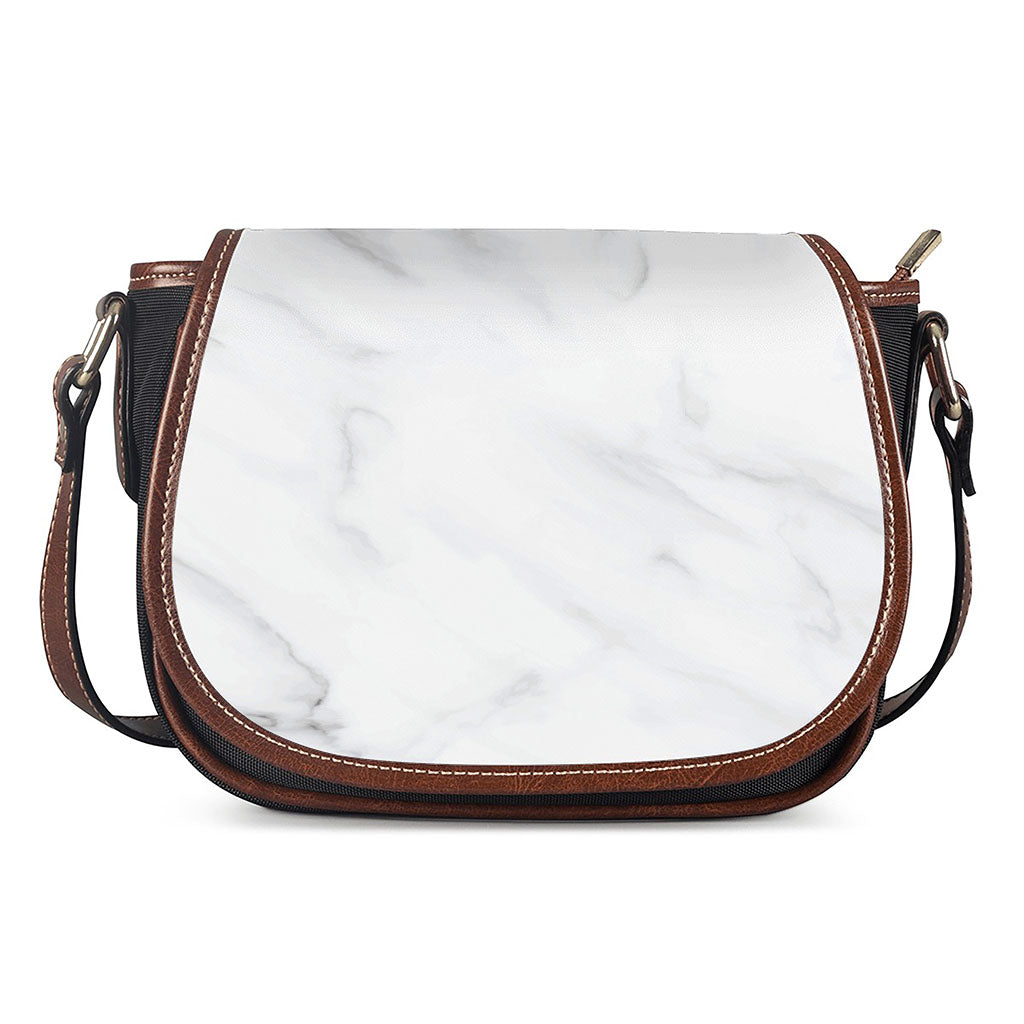 White Marble Print Saddle Bag