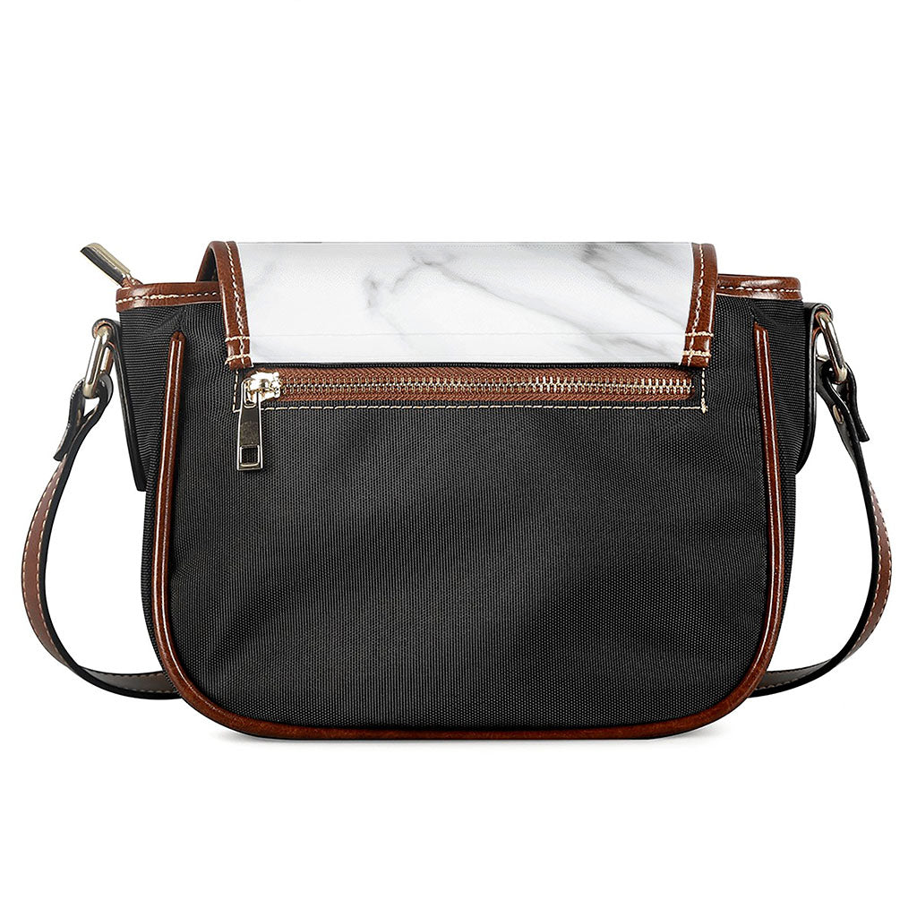White Marble Print Saddle Bag
