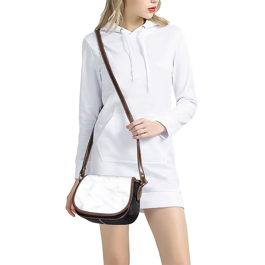 White Marble Print Saddle Bag