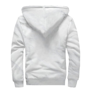 White Marble Print Sherpa Lined Zip Up Hoodie