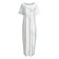 White Marble Print Short Sleeve Long Nightdress