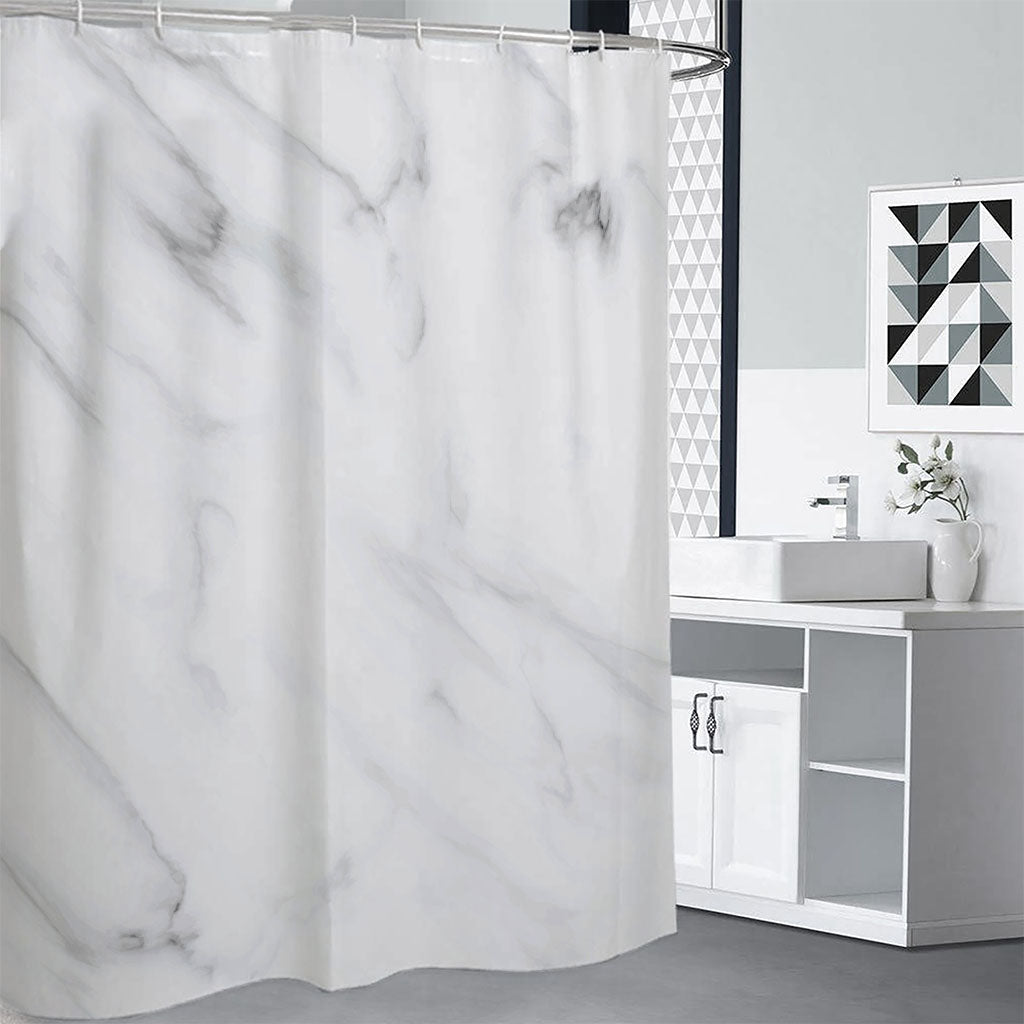 White Marble Print Shower Curtain