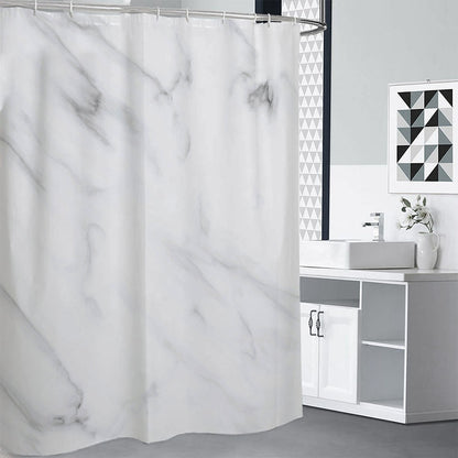 White Marble Print Shower Curtain