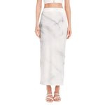 White Marble Print Side Slit Maxi Skirt
