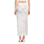 White Marble Print Side Slit Maxi Skirt