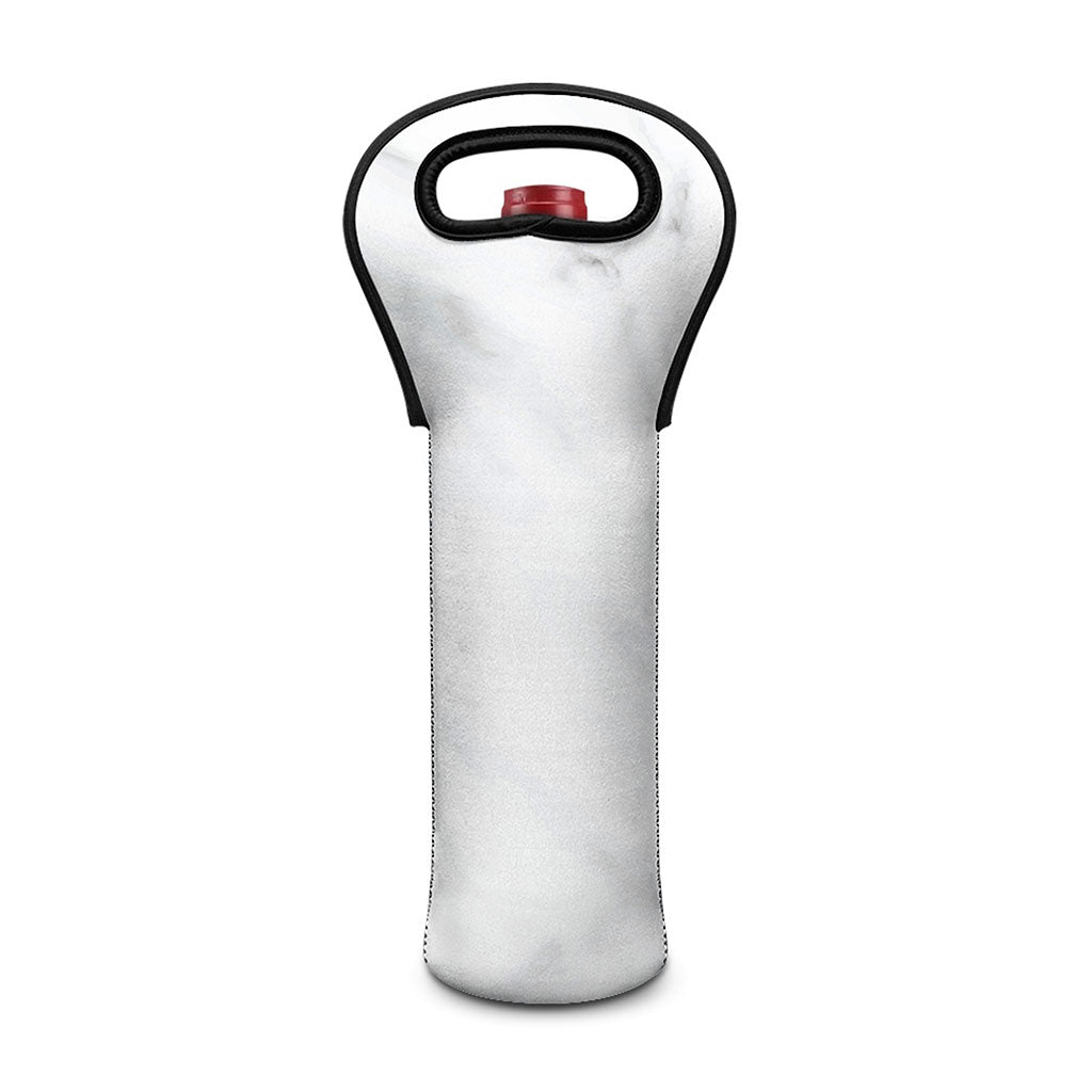 White Marble Print Single Neoprene Wine Tote
