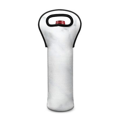 White Marble Print Single Neoprene Wine Tote