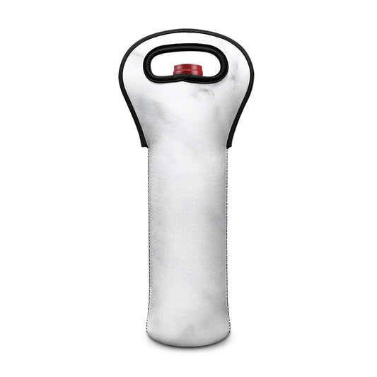 White Marble Print Single Neoprene Wine Tote