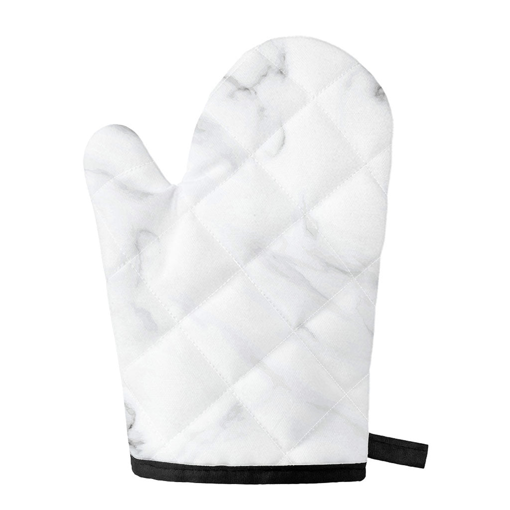 White Marble Print Single Oven Mitt