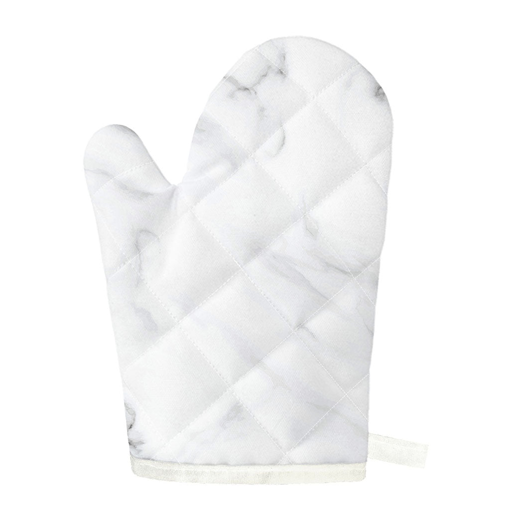 White Marble Print Single Oven Mitt