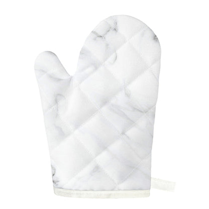 White Marble Print Single Oven Mitt