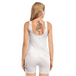 White Marble Print Sleeveless One Piece Swimsuit