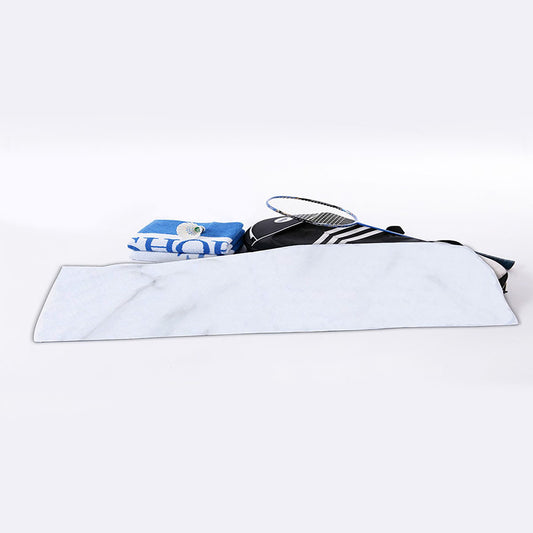 White Marble Print Sports Towel