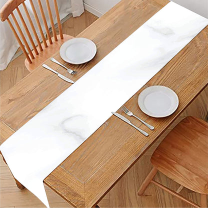 White Marble Print Table Runner
