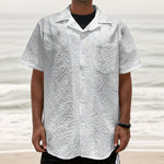 White Marble Print Textured Short Sleeve Shirt