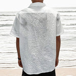 White Marble Print Textured Short Sleeve Shirt