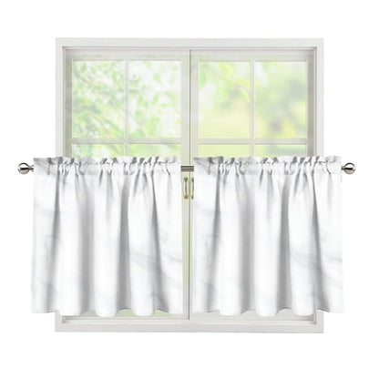 White Marble Print Tier Curtains