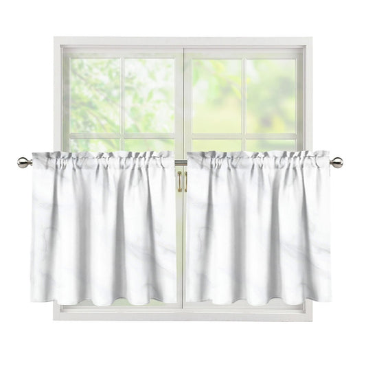 White Marble Print Tier Curtains