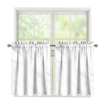 White Marble Print Tier Curtains