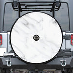 White Marble Print Tire Cover With Camera Hole