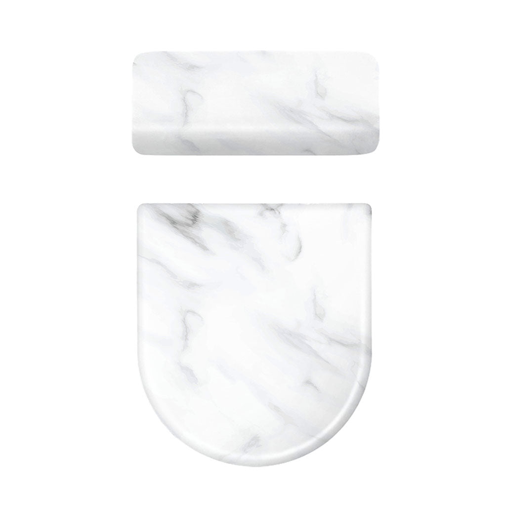 White Marble Print Toilet Lid And Tank Cover Set