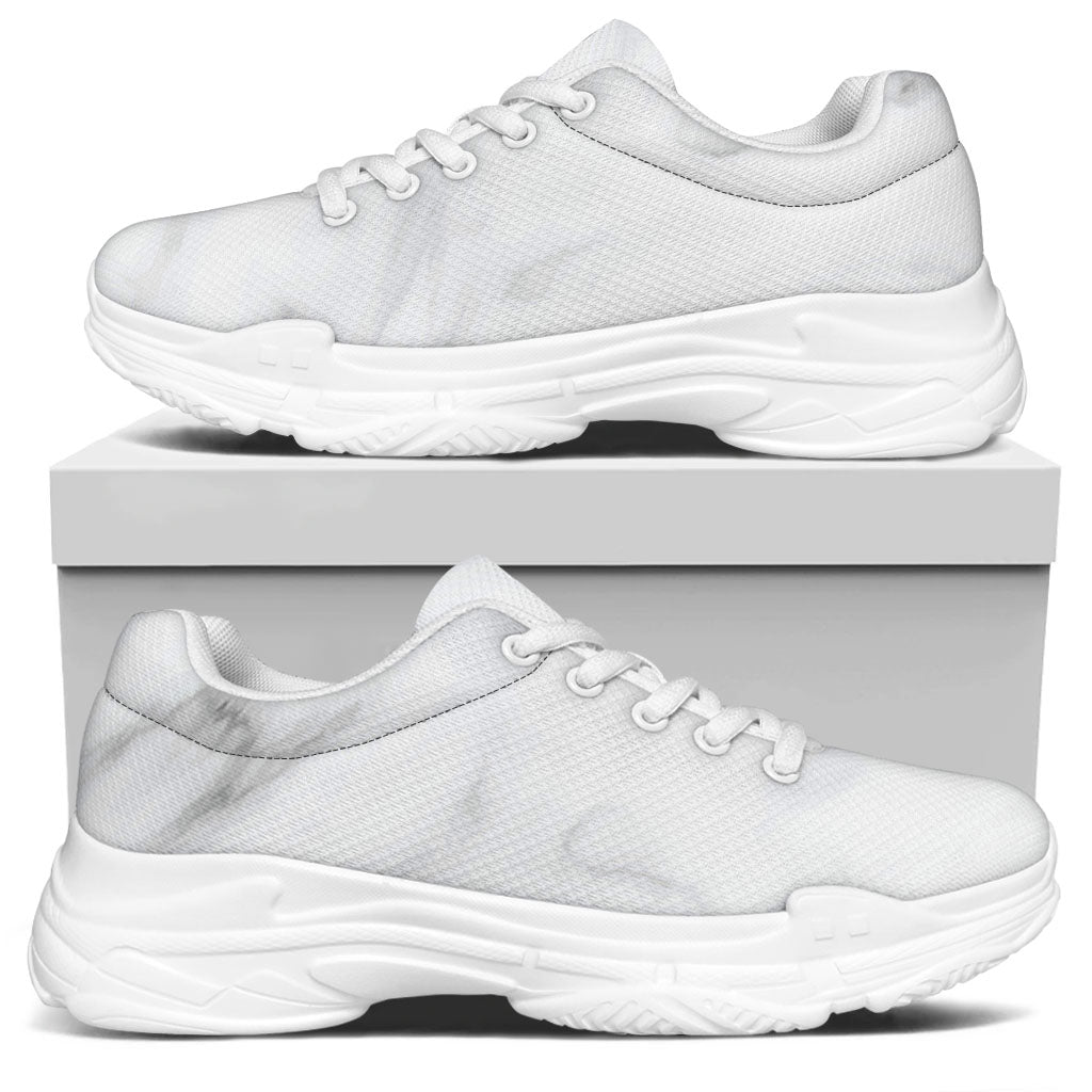 White Marble Print White Chunky Shoes