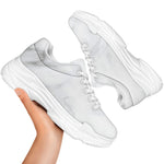 White Marble Print White Chunky Shoes