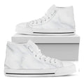 White Marble Print White High Top Sneakers