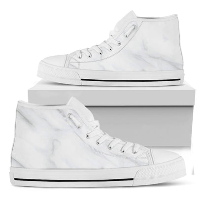 White Marble Print White High Top Sneakers