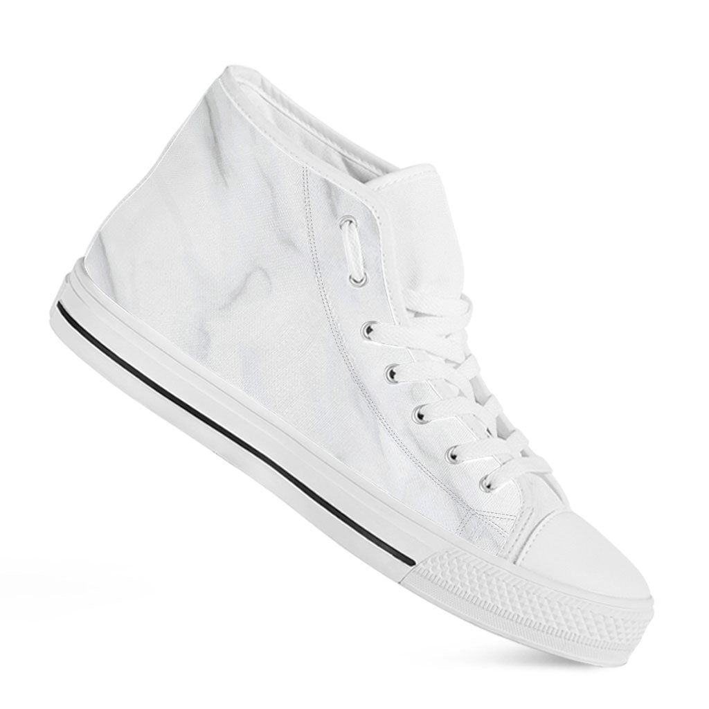 White Marble Print White High Top Sneakers
